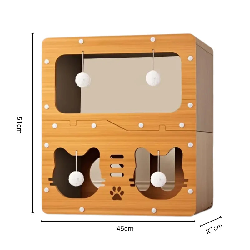 2-in-1 Cat Scratching Board & Post with Lounge Bed | 4 Styles