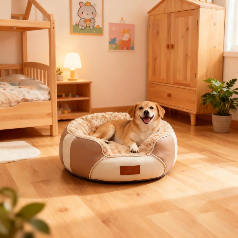 Thickened Insulated Round Cat Bed | Premium Plush | Deep Cushion | 2 Sizes | Pink, Purple, Coffee