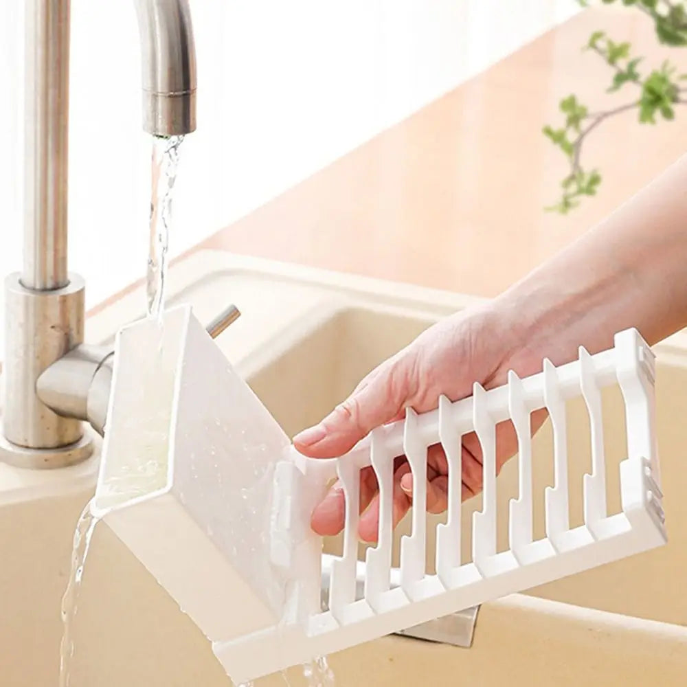 Foldable PP Dish Drying Rack 2-in-1 – Space-Saving Drainer for Dishes, Bowls & Utensils
