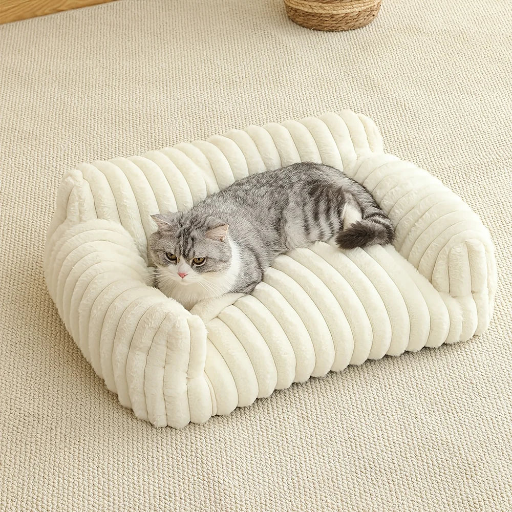 Plush Cat Sofa Bed | Deep Sleep Pet Basket | Cats & Small Dogs | 3 Sizes
