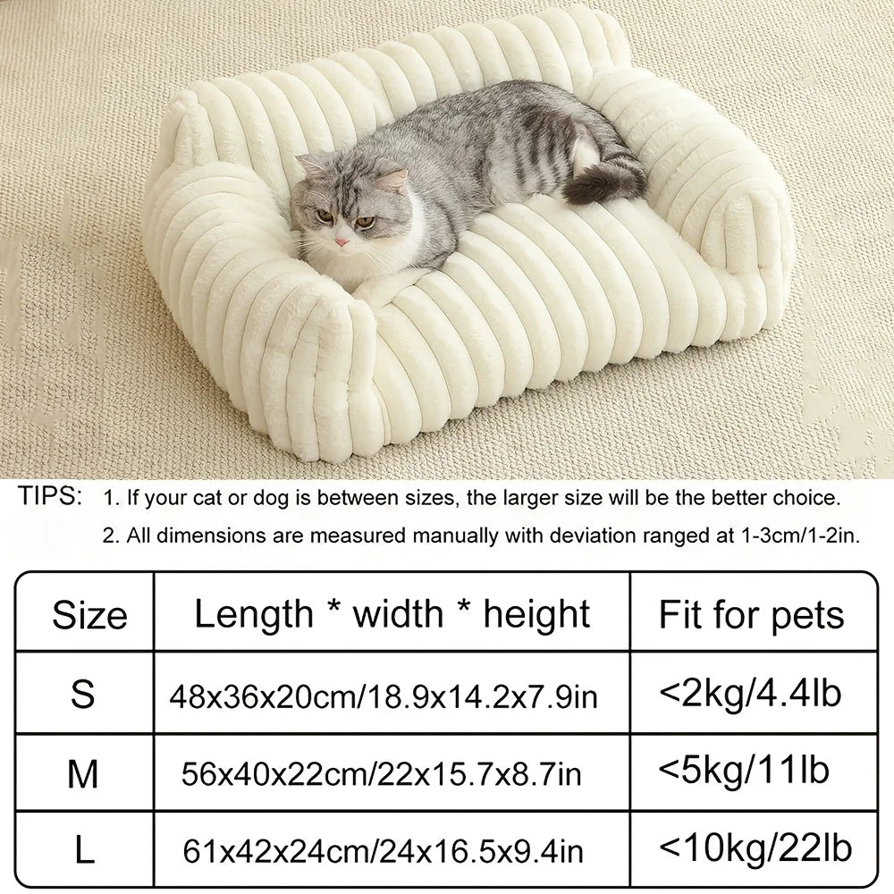Plush Cat Sofa Bed | Deep Sleep Pet Basket | Cats & Small Dogs | 3 Sizes