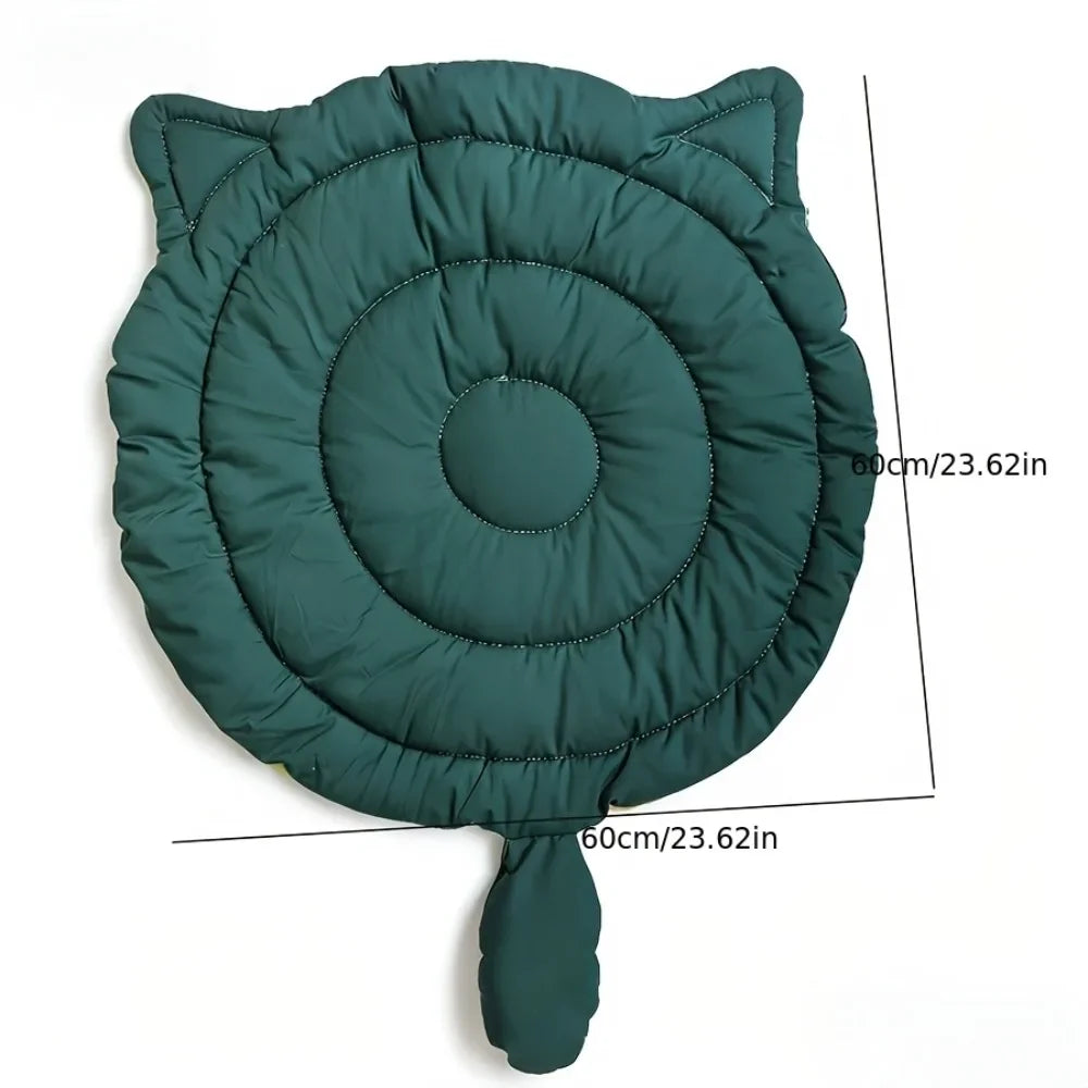 Cat-Shaped Plush Sleeping Mat | Machine Washable | Non-Slip | All-Season | 3 Sizes | Navy Blue