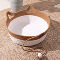 Handwoven Cotton Rope Cat Basket | Cat Ear Handles | Ball Toy Included | 3 Sizes