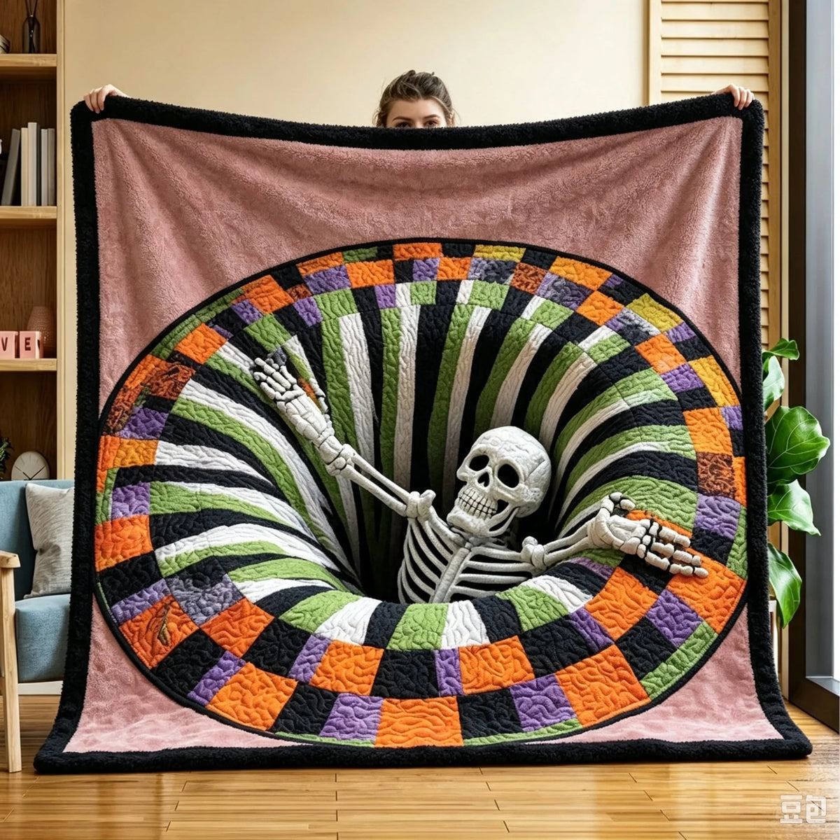 Skeleton Vortex Halloween Throw Blanket for Sofa & Bed Decor