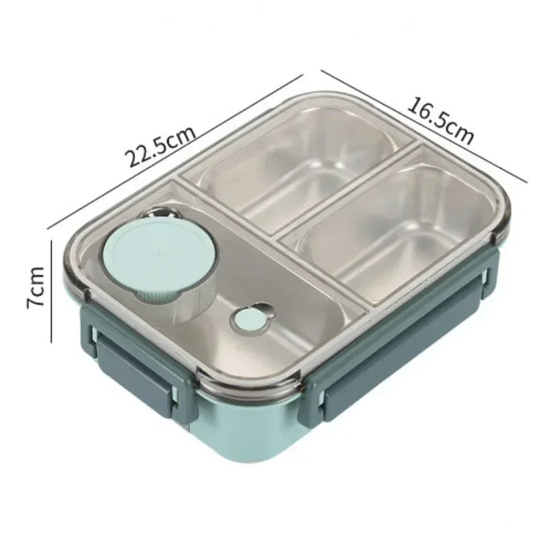 850ml Insulated Stainless Steel Lunch Box – 2 or 3 Grid Bento Box for Kids & Adults, Red, Blue or Green
