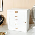 Multi-Layer Faux Leather Jewellery Box with Mirror – 2, 3 or 6 Layers, 4 Colours