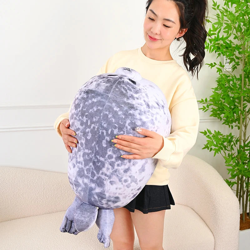 Round Seal Plush Toy – Soft Pink or Gray Stuffed Animal