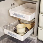 Pull-Out Cabinet Storage Tray with Slide Rails – Kitchen Sliding Drawer Organiser, M or L