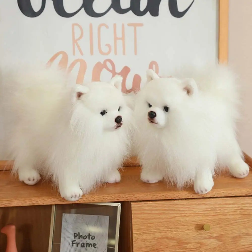 Lifelike Pomeranian Plush Stuffed Toy | Standing Pose | 3 Coat Styles | Simulation Plush | 26cm