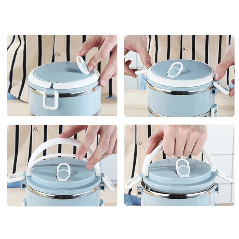 Multi-Layer Insulated Stainless Steel Lunch Bucket – Leakproof Bento Box with Lock Clasps, 2, 3 or 4 Layers