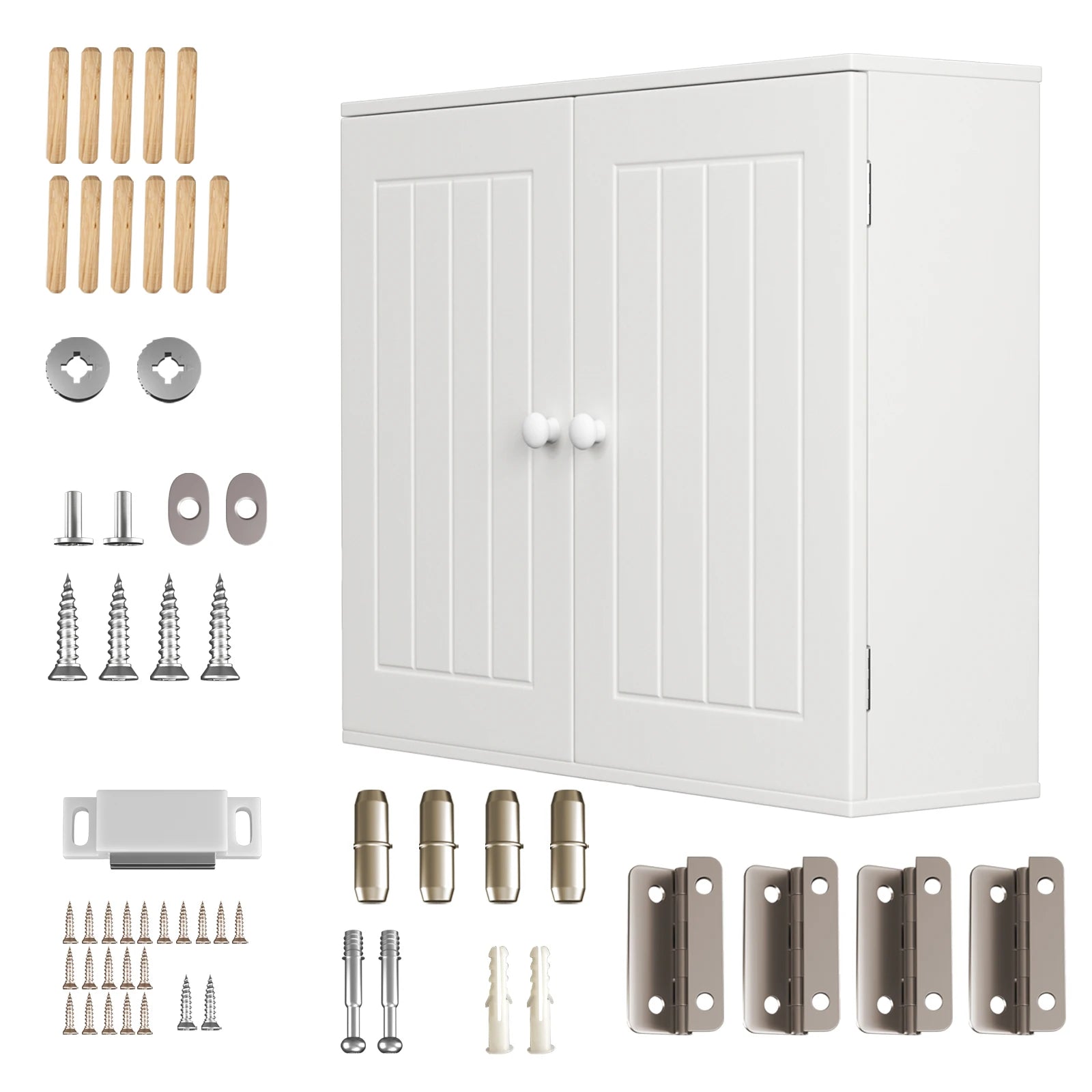 Wall-Mounted & Floor-Standing Storage Cabinet – MDF, Adjustable Shelf, White