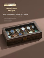 Wood Grain Leather Watch Case – 3, 6, 10 or 12 Slot Watch Organiser