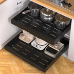 2-Pack Scalable Pull-Out Kitchen Storage Rack – Extendable Carbon Steel Drawer Organiser, Black or White