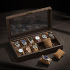 Wood Grain Leather Watch Case – 3, 6, 10 or 12 Slot Watch Organiser