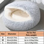 Shell-Shaped 2-in-1 Pet Bed | Semi-Enclosed Cat Nest | Plush | 3 Sizes