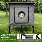 Raised Outdoor Cat House with Canopy Entrance