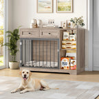 Wooden Dog Crate Furniture Cabinet – 120cm XXL Indoor Kennel with Drawers & Compartments