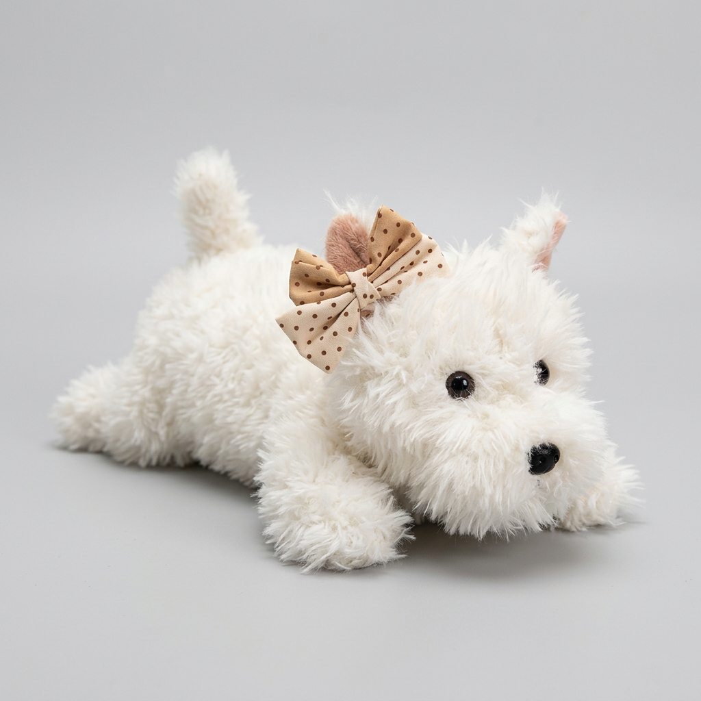 Westie Plush Stuffed Toy with Bow | West Highland White Terrier | 3 Sizes 43–90cm