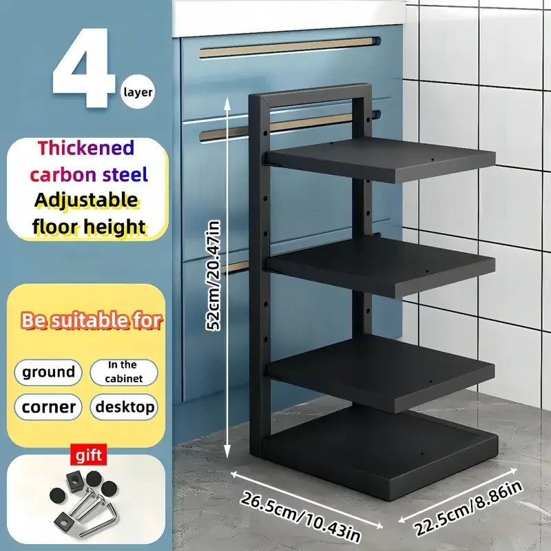 Multi-Tier Pot and Pan Organiser Rack – Carbon Steel, 2 to 5-Tier
