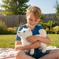 Lifelike Samoyed Plush Figurine | Simulation Short-Pile Coat | 4-Legged Standing Pose | Curled Tail | 30×20cm Desk Companion
