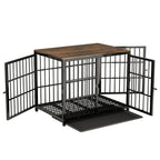 Furniture-Style Dog Crate End Table – 3 Doors, Removable Tray, M, L or XL