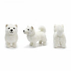 Lifelike Samoyed Plush Figurine | Simulation Short-Pile Coat | 4-Legged Standing Pose | Curled Tail | 30×20cm Desk Companion