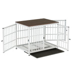 Furniture-Style Dog Crate End Table – 3 Doors, Removable Tray, M, L or XL
