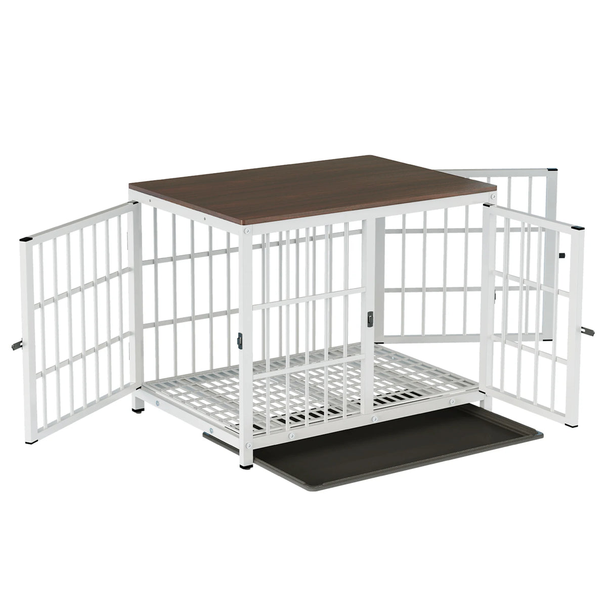 Furniture-Style Dog Crate End Table – 3 Doors, Removable Tray, M, L or XL