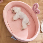Rabbit Ear Bolster Pet Bed | Coral Fleece | 360° Guardrail | Washable | 4 Sizes