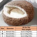 Shell-Shaped 2-in-1 Pet Bed | Semi-Enclosed Cat Nest | Plush | 3 Sizes