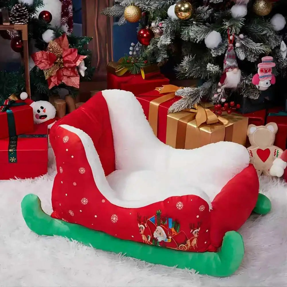 Christmas Sleigh Pet Bed | Velvet & Faux Fur | Dogs & Cats | Washable | 3 Sizes