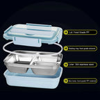 4-Grid Stainless Steel Bento Lunch Box | Soup Bowl | Thermal Insulation | 1500ml | 3 Colours