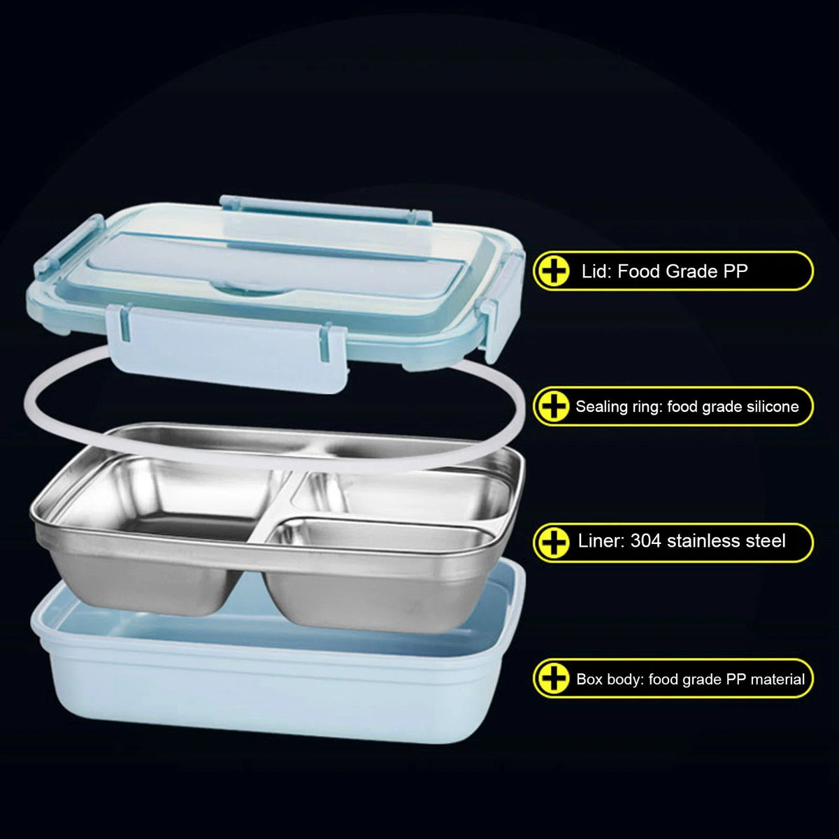 4-Grid Stainless Steel Bento Lunch Box | Soup Bowl | Thermal Insulation | 1500ml | 3 Colours