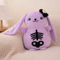 Skeleton Bunny Plush | Spooky Kawaii Lop Rabbit | Embroidered Ribcage & Pelvis | Black (Red Eyes) & Purple (Blue Eyes + Skull Bow) | 22cm & 30cm