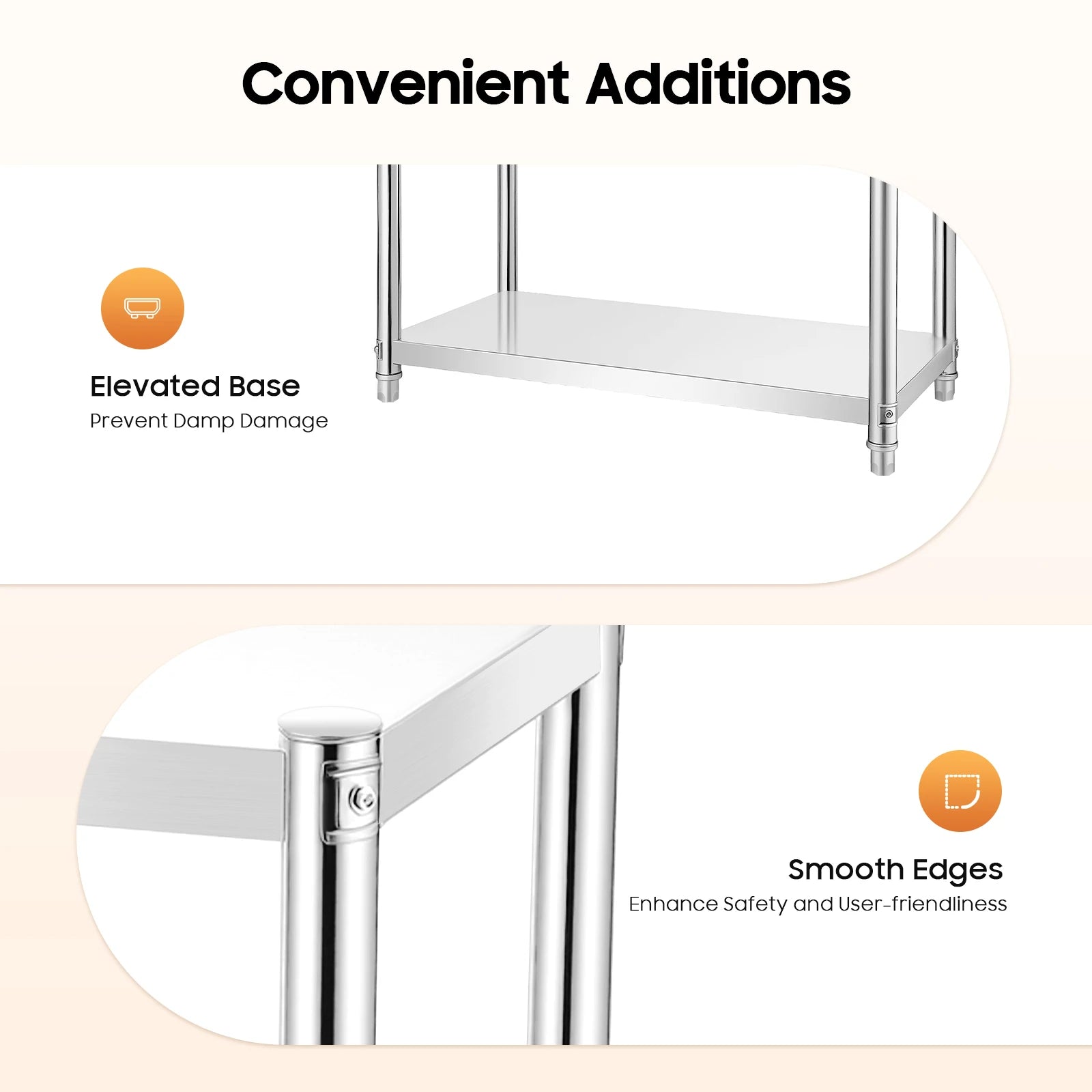 3-Tier Stainless Steel Storage Rack – Adjustable, Freestanding, Waterproof