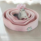 Rabbit Ear Bolster Pet Bed | Coral Fleece | 360° Guardrail | Washable | 4 Sizes
