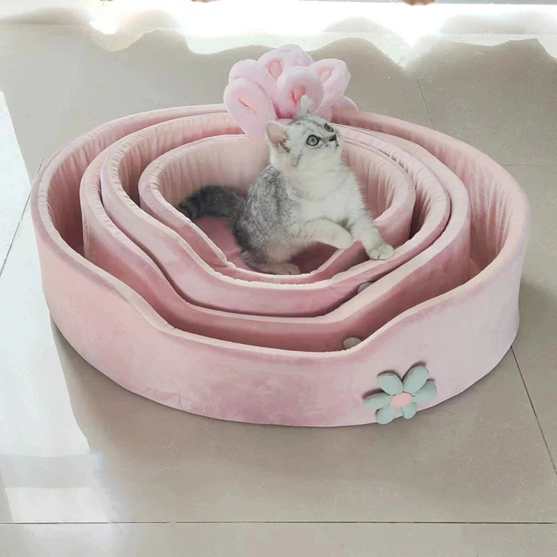 Rabbit Ear Bolster Pet Bed | Coral Fleece | 360° Guardrail | Washable | 4 Sizes
