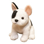 Lifelike French Bulldog Plush Stuffed Toy | White & Black Pied | Upright Bat Ears | Seated Pose | 20cm
