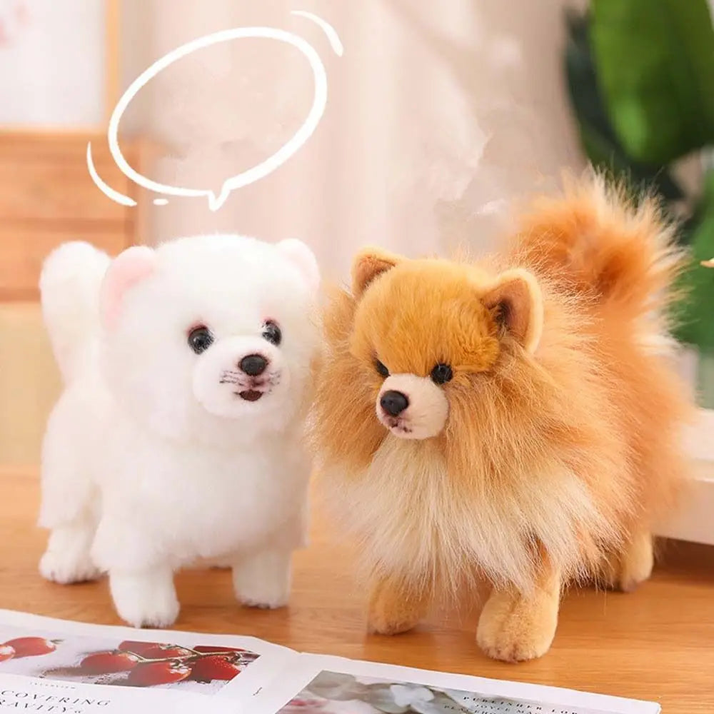 Lifelike Pomeranian Plush Stuffed Toy | Standing Pose | 3 Coat Styles | Simulation Plush | 26cm