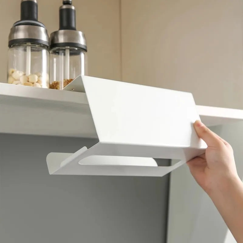 Hanging Paper Towel Holder – No-Drill, Cabinet Door, Space-Saving