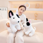 Kawaii Bull Terrier Plush Stuffed Toy | Egg-Shaped Head | Black Eye Patch | Fluffy White Coat | 2 Sizes
