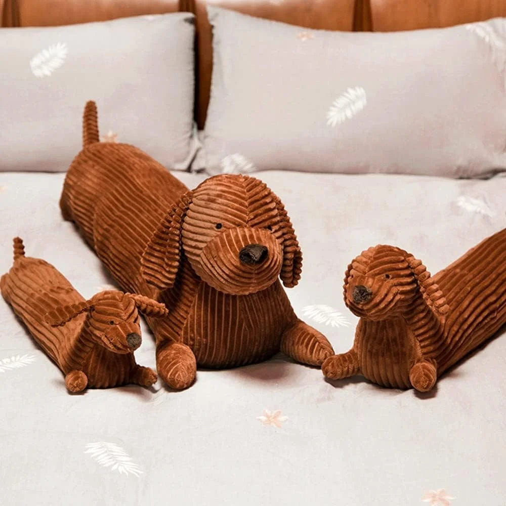 Dachshund Long Body Pillow Plush | Corduroy Coat | Lying Pose | 3 Sizes: 50, 70 & 110cm