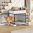 Wooden Dog Crate Furniture Cabinet – 120cm XXL Indoor Kennel with Drawers & Compartments