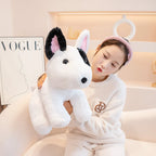Kawaii Bull Terrier Plush Stuffed Toy | Egg-Shaped Head | Black Eye Patch | Fluffy White Coat | 2 Sizes