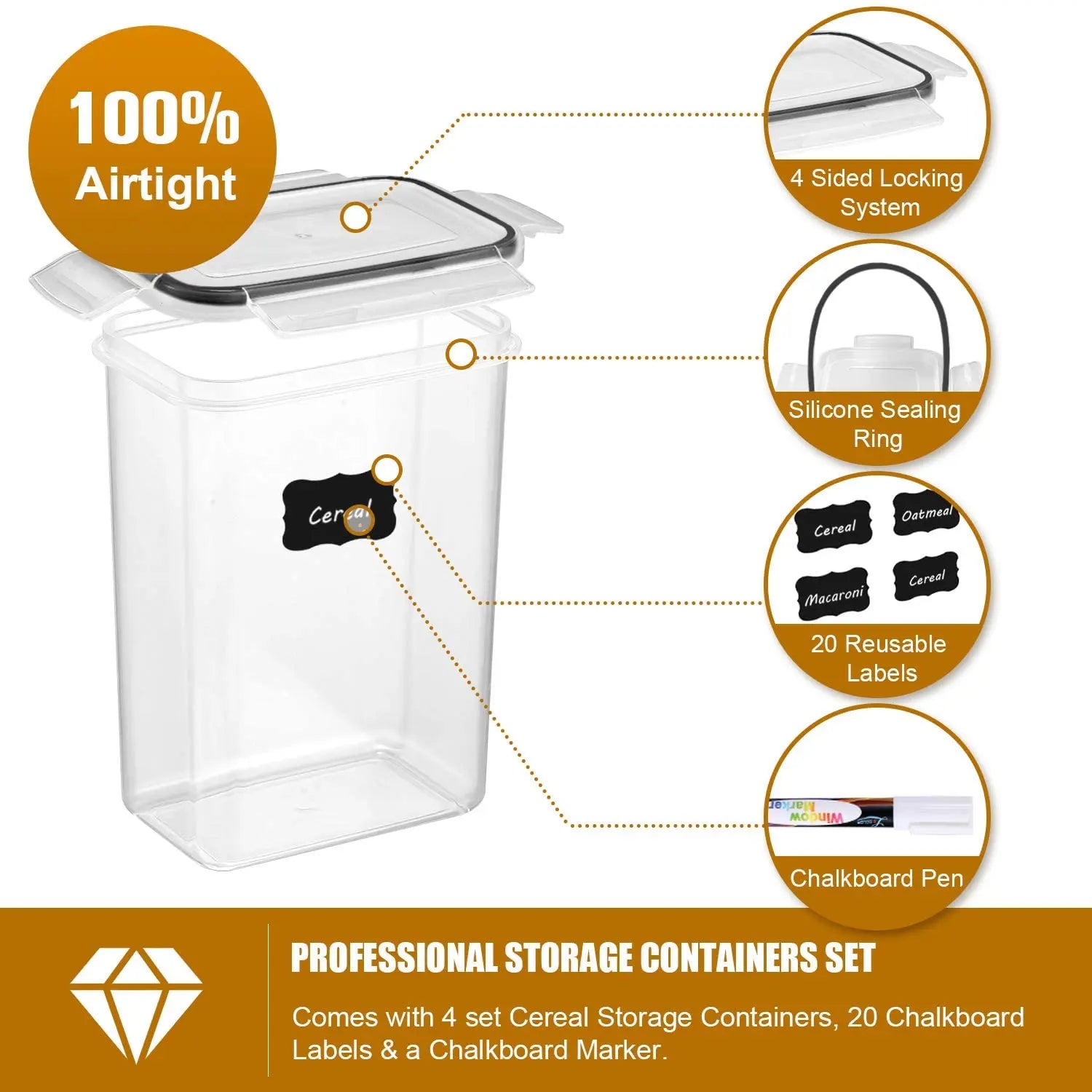7-Piece Airtight Food Storage Container Set – BPA-Free with Labels & Pen