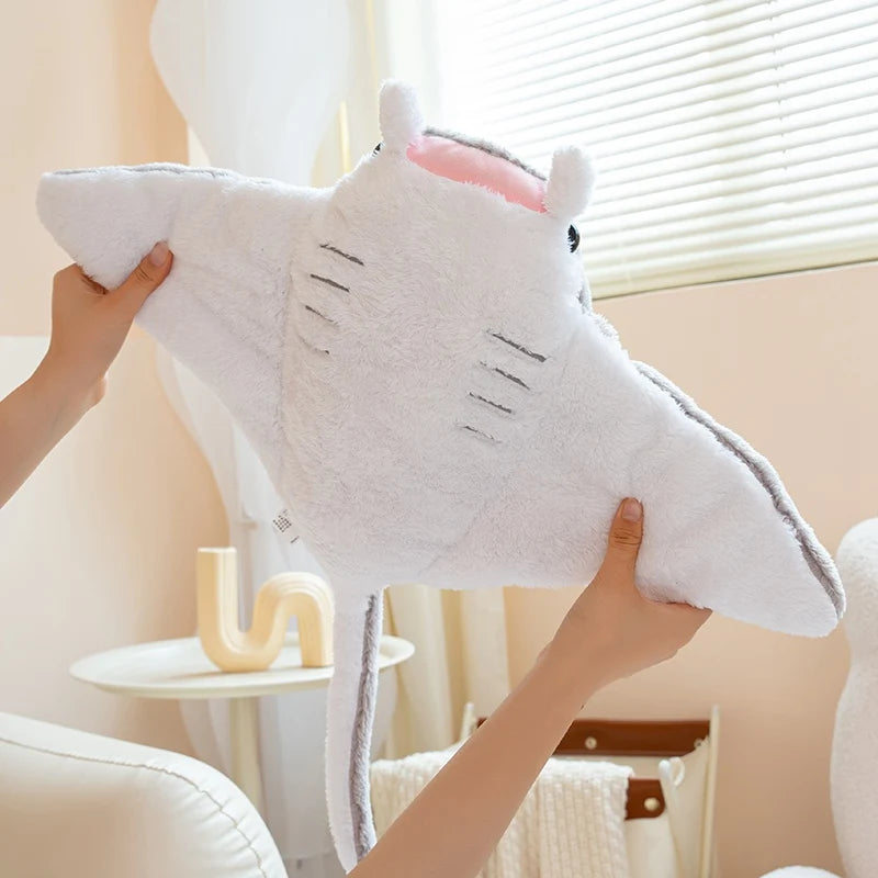 Manta Ray Plush Pillow, Blue or Gray, 49–64cm | BHH Living
