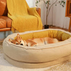 Corduroy Bolster Pet Sofa Bed | Waterproof Inner Cover | Detachable & Washable | 2 Sizes