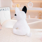 Kawaii Bull Terrier Plush Stuffed Toy | Egg-Shaped Head | Black Eye Patch | Fluffy White Coat | 2 Sizes
