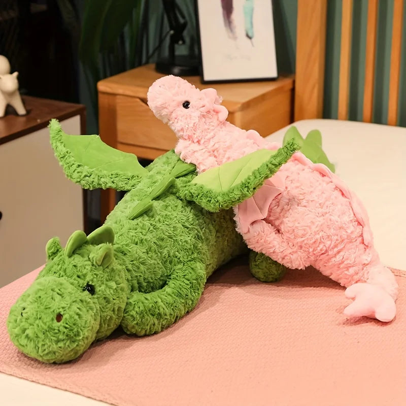 Winged Dragon Plush Toy – Fluffy Green or Pink Dragon