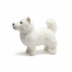 Lifelike Samoyed Plush Figurine | Simulation Short-Pile Coat | 4-Legged Standing Pose | Curled Tail | 30×20cm Desk Companion